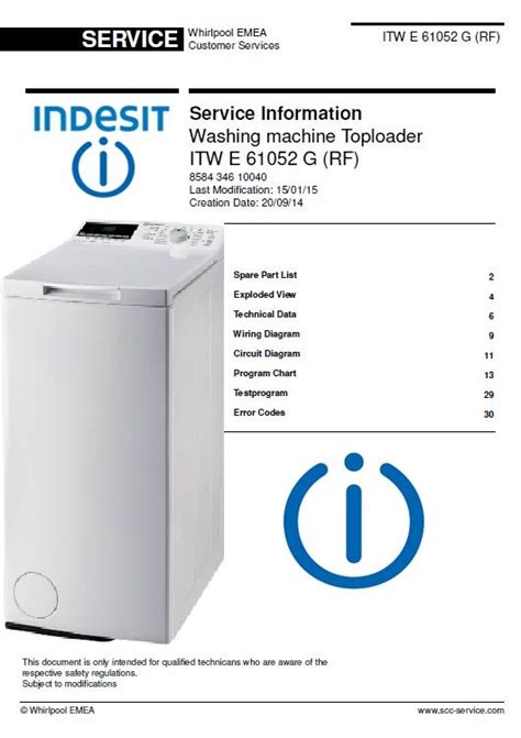 Manual Indesit XWA 61052 Washing Machine